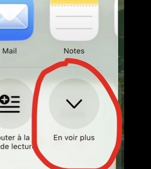 Bouton En voir plus dans le menu de partage iPhone